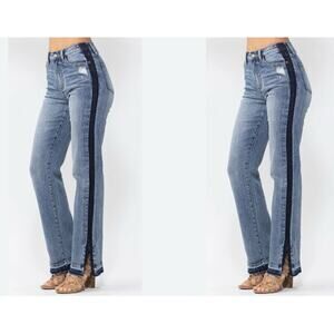 Judy Blue Riley High Waist Dark Side Seam Detail Straight Leg Jeans Women's 7/28